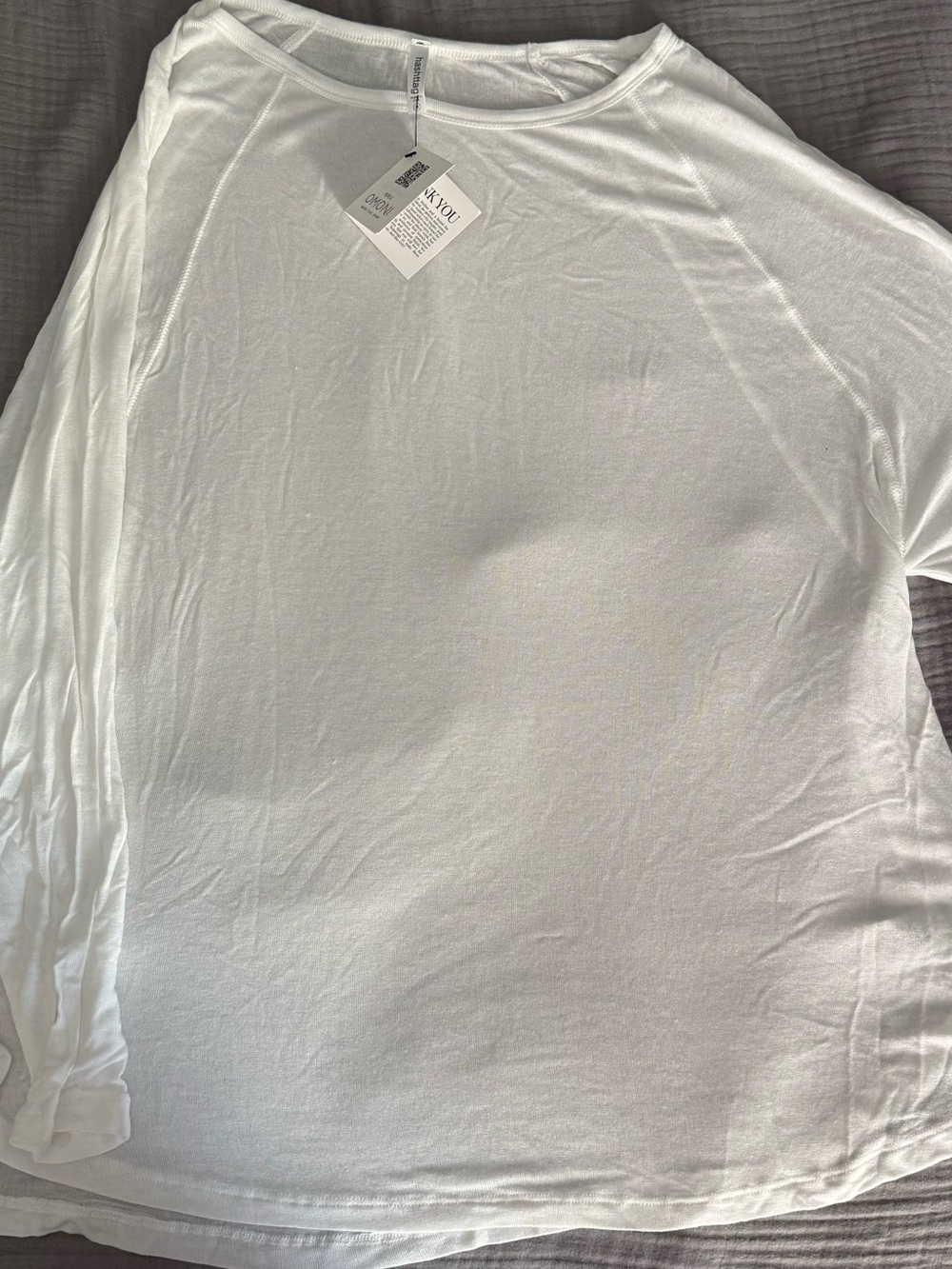 Hashtag Baby Hacci White Long-Sleeve lightweight layering Shirt Ladies sZ M NWT